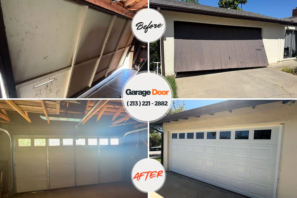Before and after: garage door repair Duluth, GA